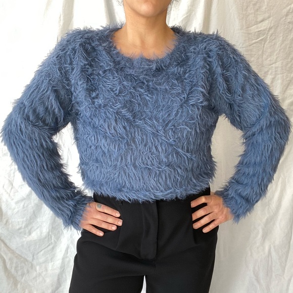 Blue fuzzy sweater US S - Picture 2 of 5